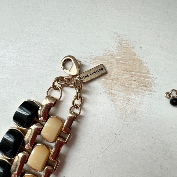 Retro The Limited Gold Tone with Black and Cream Lucite Statement Necklace - Picture 10 of 13